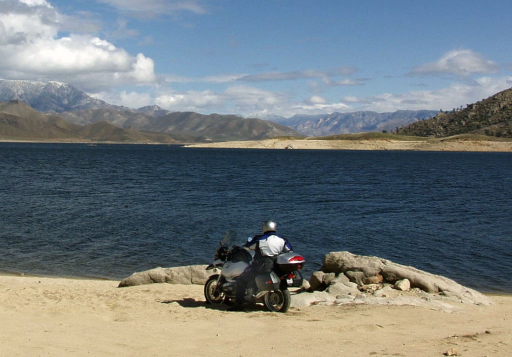 Adventure Rider enjoys the veiw at Lake Isabella