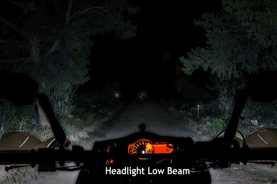 Distance comparison of different Cyclops Long Range motorcycle aux lights.