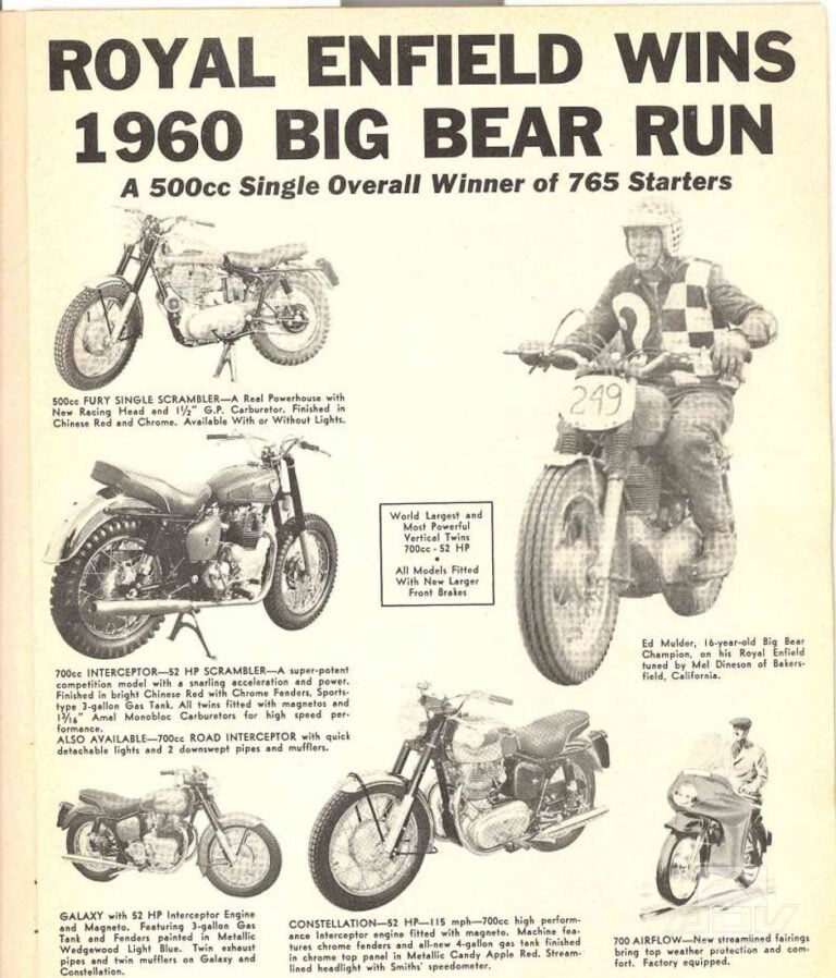 Original flyer for Royal Enfield Fury 500
