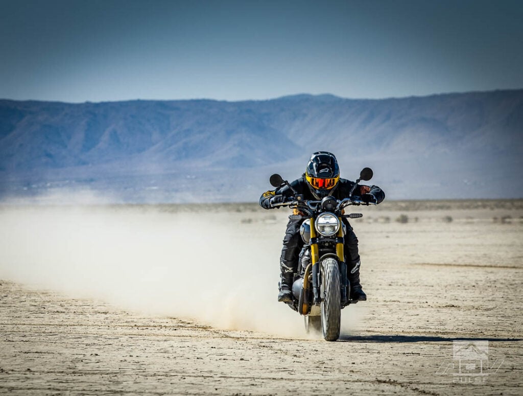 Riding Soggy Dry Lake on the Royal Enfield Bear 650