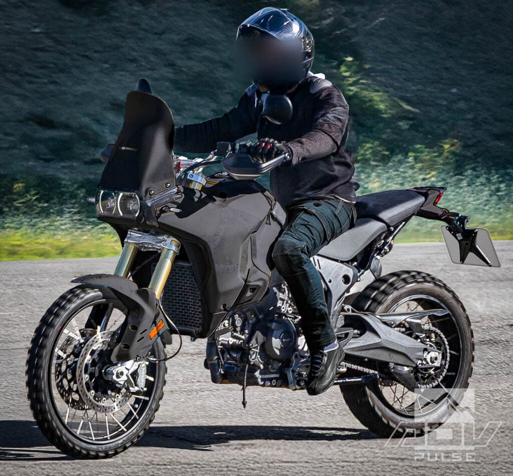 Ducati DesertX V2 adventure motorcycle spied