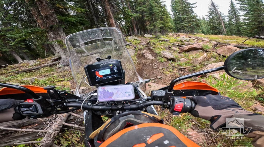 KTM 390 Adventure R testing singletrack trails