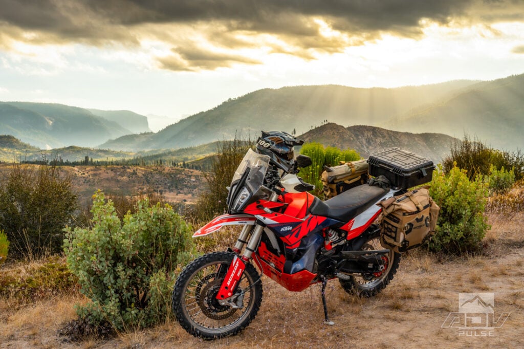KTM 890 Adventure R Rally at the Eagle Peak Campsite